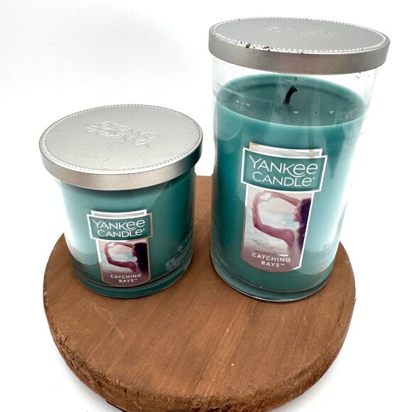 Yankee Candle Catching Rays 7oz Single Wick set of two 2 7oz and 12 oz  lit one - Picture 1 of 16